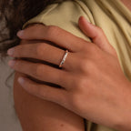 Diamond Morse Code Ring Silver 18K Gold Plated