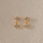 Diamond Flower Flat Back Studs Silver 18K Gold Plated