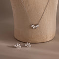 Marquise Diamond Necklace & Earrings Set Silver 18K Gold Plated