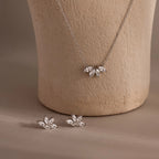 Marquise Diamond Necklace & Earrings Set Silver 18K Gold Plated
