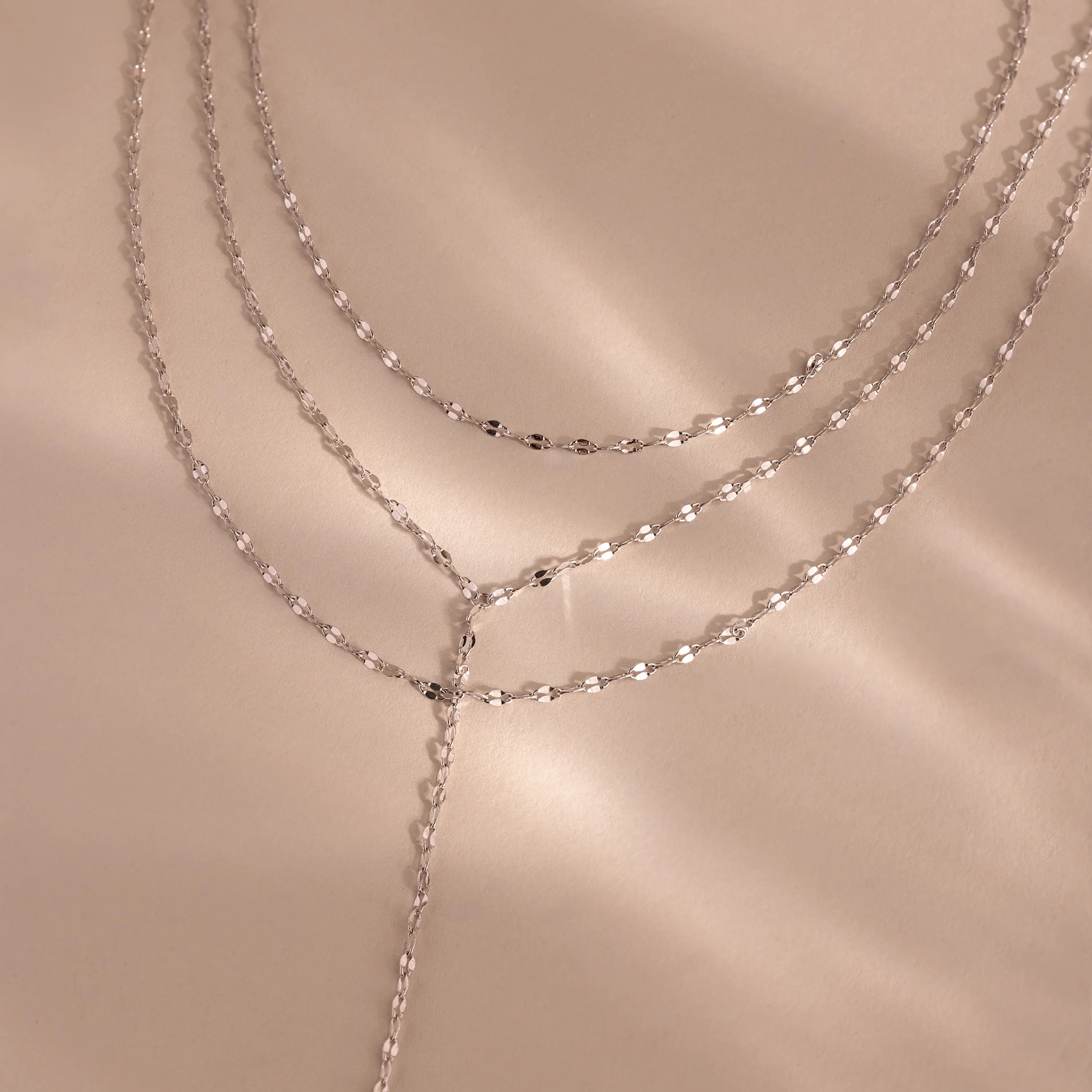 Sparkling Layered Lariat Necklace Silver 18K Gold Plated