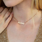 Old English Name Necklace Silver 18K Gold Plated