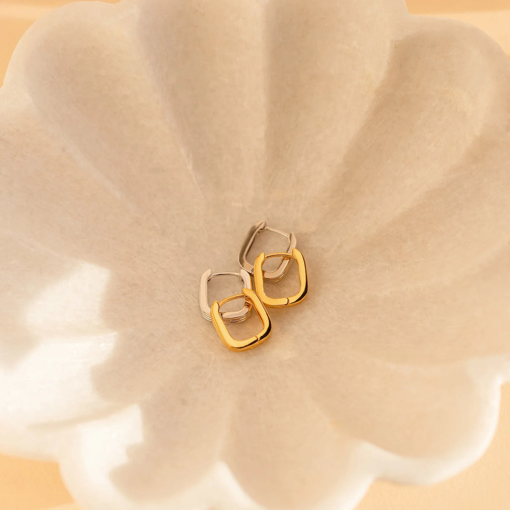 Ribbed Link Hoops Silver 18K Gold Plated