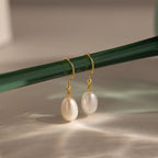 Diamond Pearl Threader Earrings Silver 18K Gold Plated