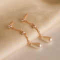 Diamond Pearl Chain Earrings