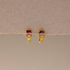 Multiple Baguette Birthstone Huggies Silver 18K Gold Plated