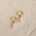 Dangling Pearl Huggies Silver 18K Gold Plated