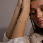 Pearl Clover Letter Bracelet Silver 18K Gold Plated