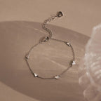 Heart Station Bracelet Silver 18K Gold Plated