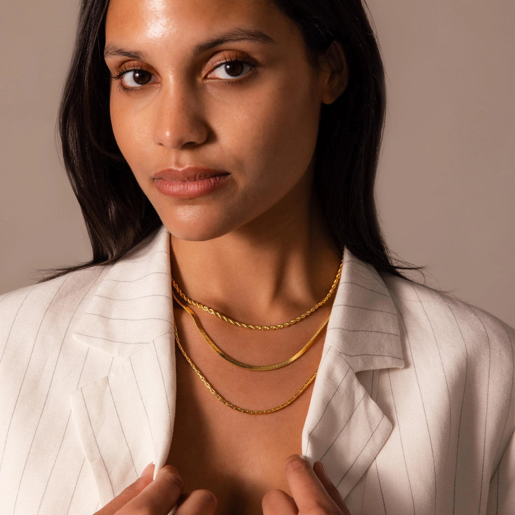 Bold Snake Chain Necklace Silver 18K Gold Plated