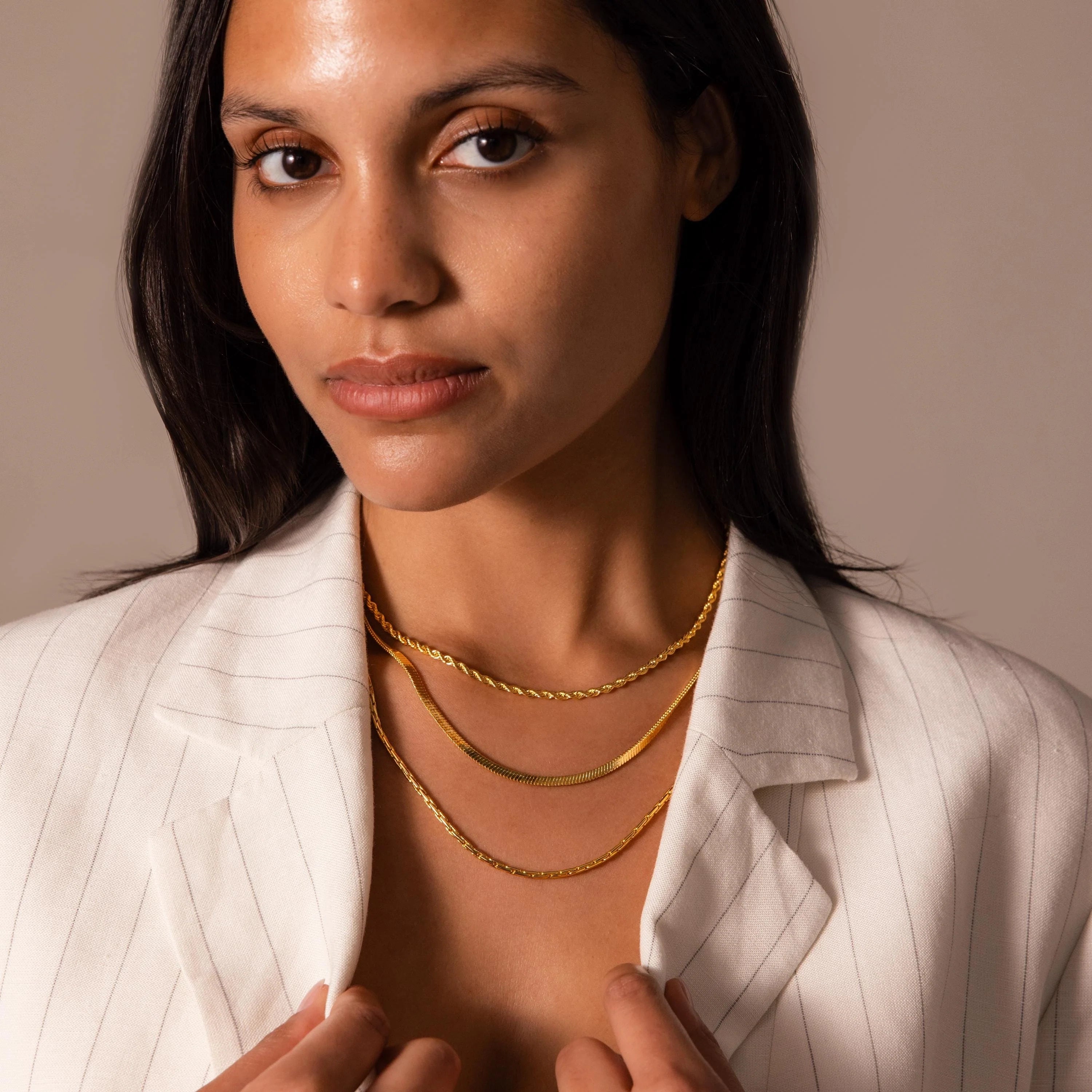 Bold Snake Chain Necklace Silver 18K Gold Plated