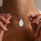 Fingerprint Teardrop Necklace Silver 18K Gold Plated