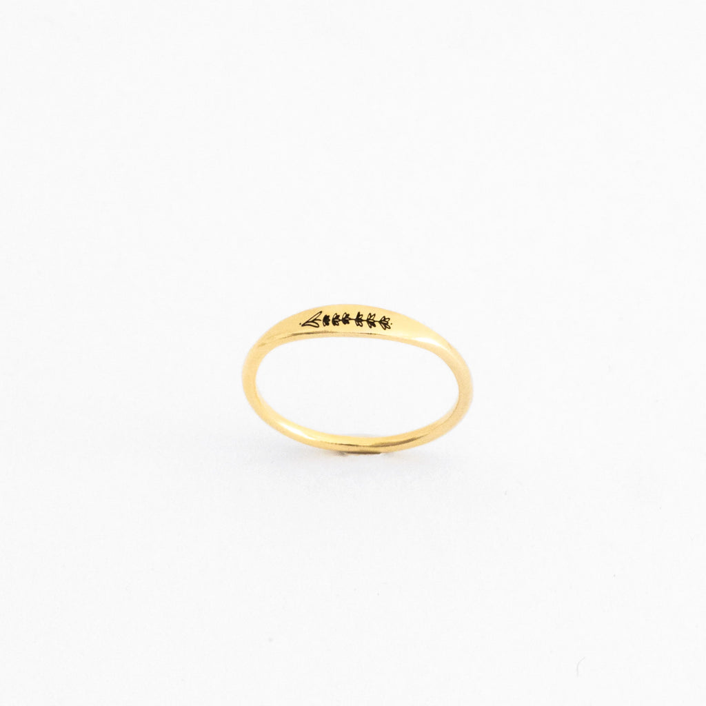 Skinny Birth Flower Ring  Silver 18K Gold Plated