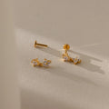 Diamond Ivy Flower Flat Back Studs Silver 18K Gold Plated