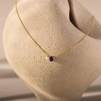 Teardrop Birthstone & Pearl Necklace Silver 18K Gold Plated
