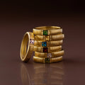Ribbed Garnet Band Silver 18K Gold Plated