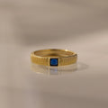Sapphire Ribbed Band Silver 18K Gold Plated