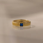 Sapphire Ribbed Band Silver 18K Gold Plated