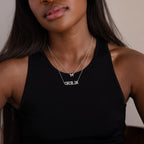 Pave Name Necklace Silver 18K Gold Plated