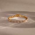 Pearl & Diamond Tennis Bracelet Silver 18K Gold Plated