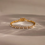 Pearl & Diamond Tennis Bracelet Silver 18K Gold Plated