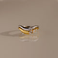 Diamond Mixed Metal Curve Ring Set Silver 18K Gold Plated