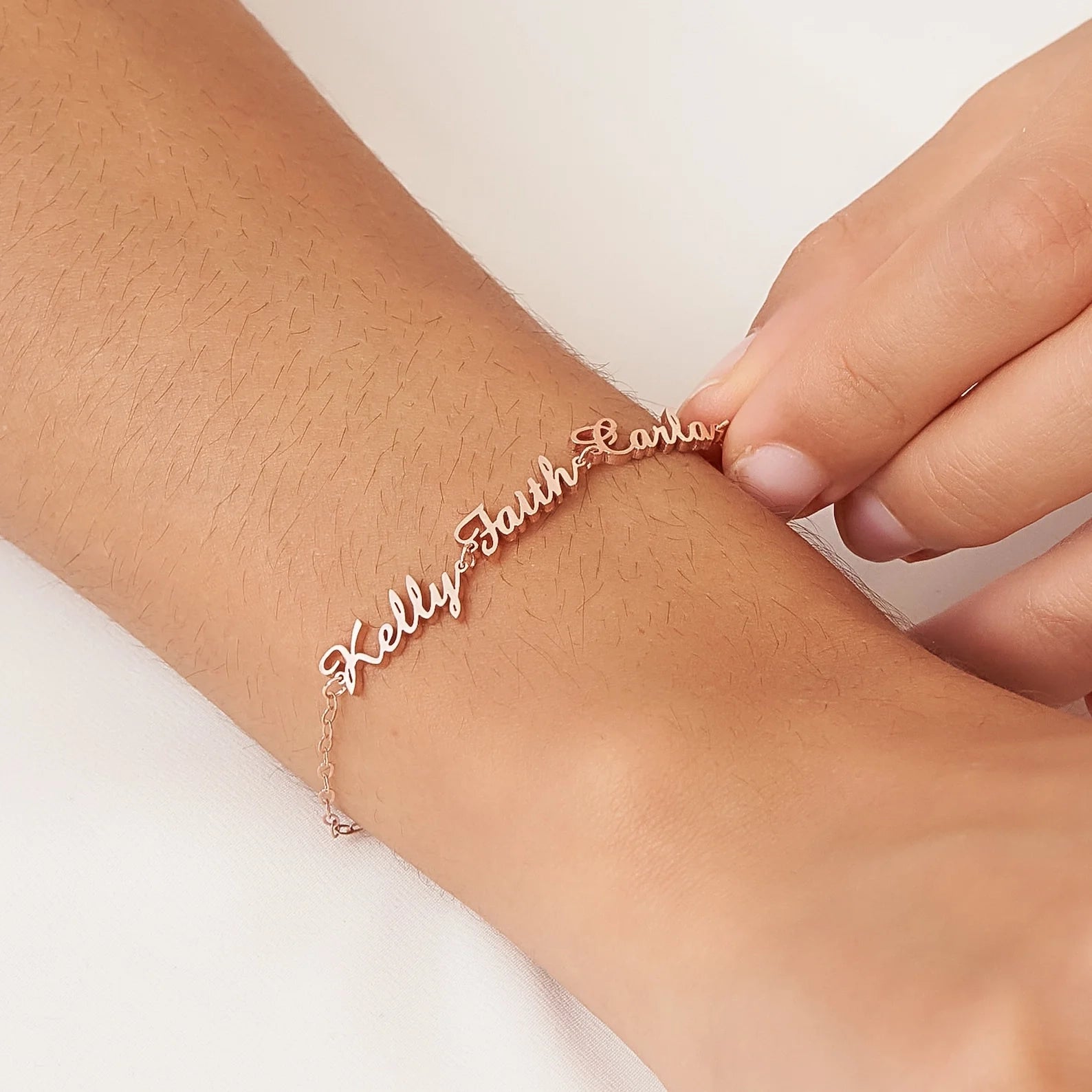 Classic Multiple Name Bracelet Silver 18K Gold Plated