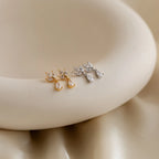 Marquise Diamond Drop Studs Silver 18K Gold Plated