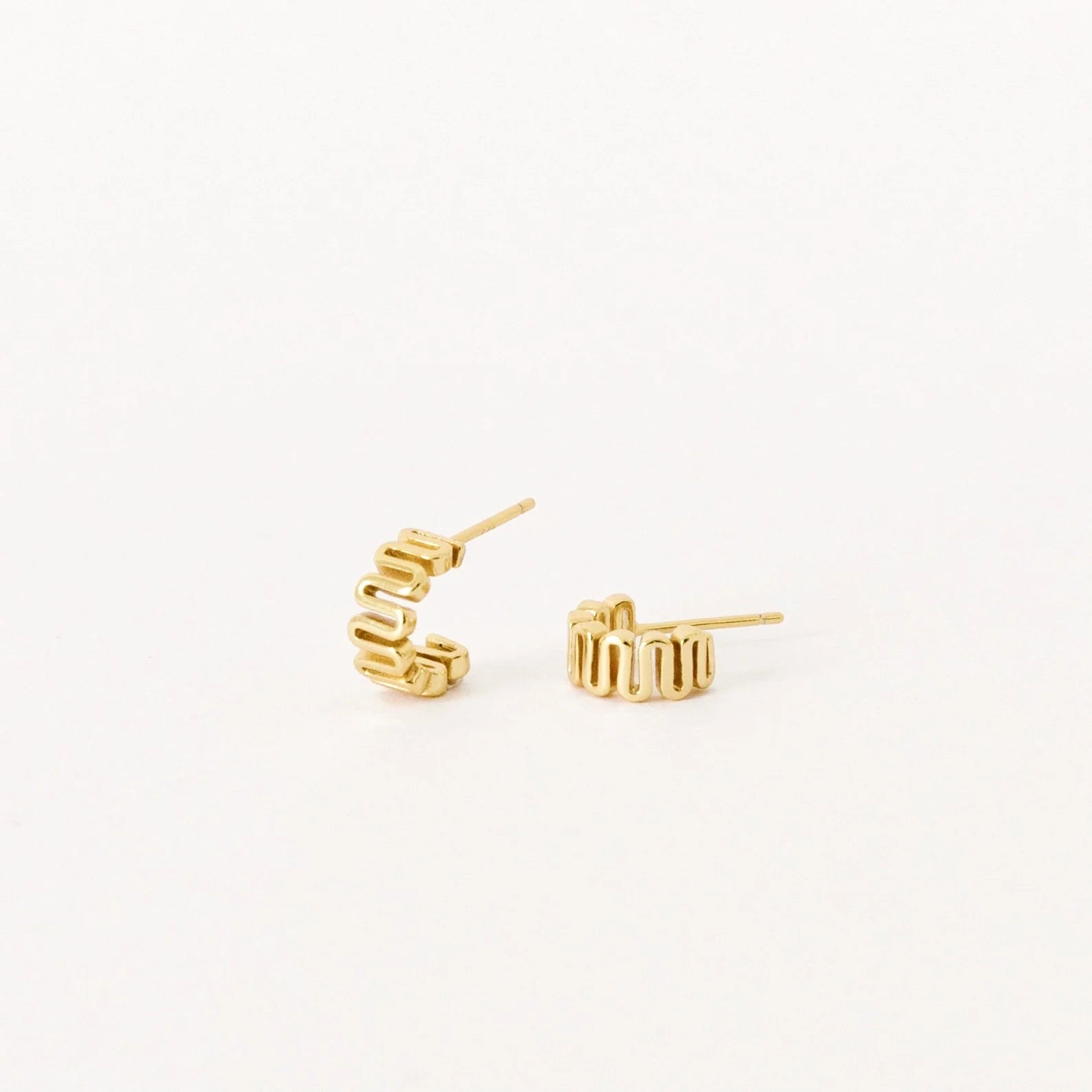 Maze Half Hoops Silver 18K Gold Plated