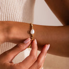 Pearl Charm Beaded Bracelet Silver 18K Gold Plated