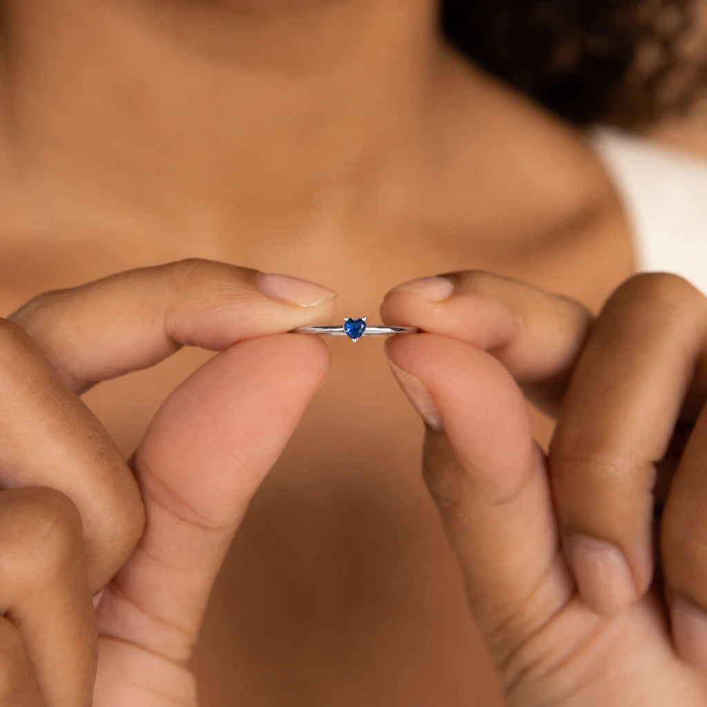 Heart-Shaped Birthstone Stacking Ring