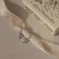 Pave Bow Charm Hoops Silver 18K Gold Plated