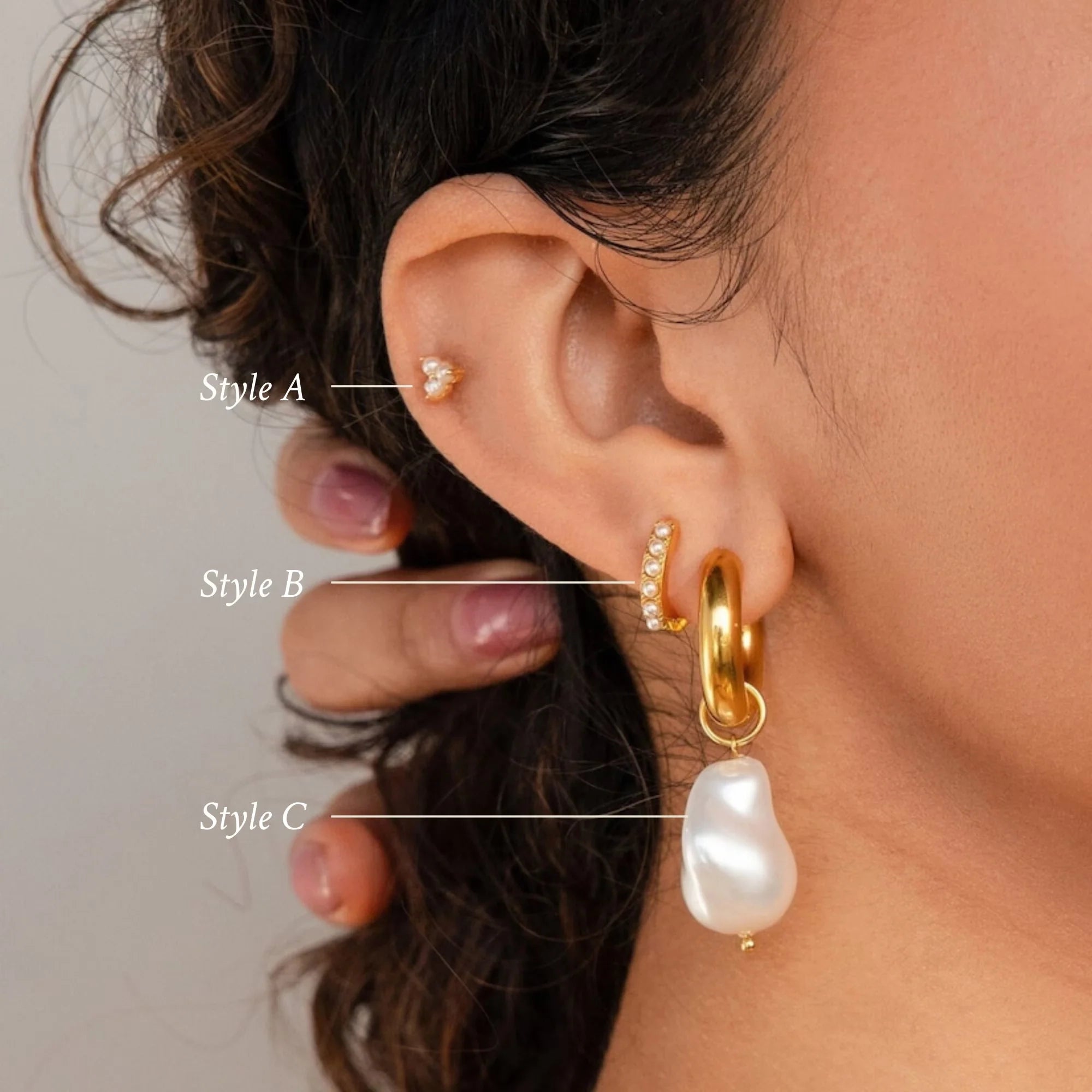 Baroque Pearl Earrings Set Silver 18K Gold Plated