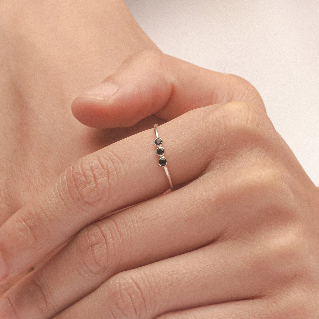 The Tiny Triple Stone Birthstone Ring