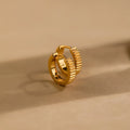 Ribbed Huggies  Silver 18K Gold Plated