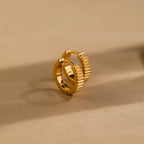 Ribbed Huggies  Silver 18K Gold Plated