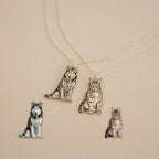 Custom Pet Portrait Necklace Silver 18K Gold Plated