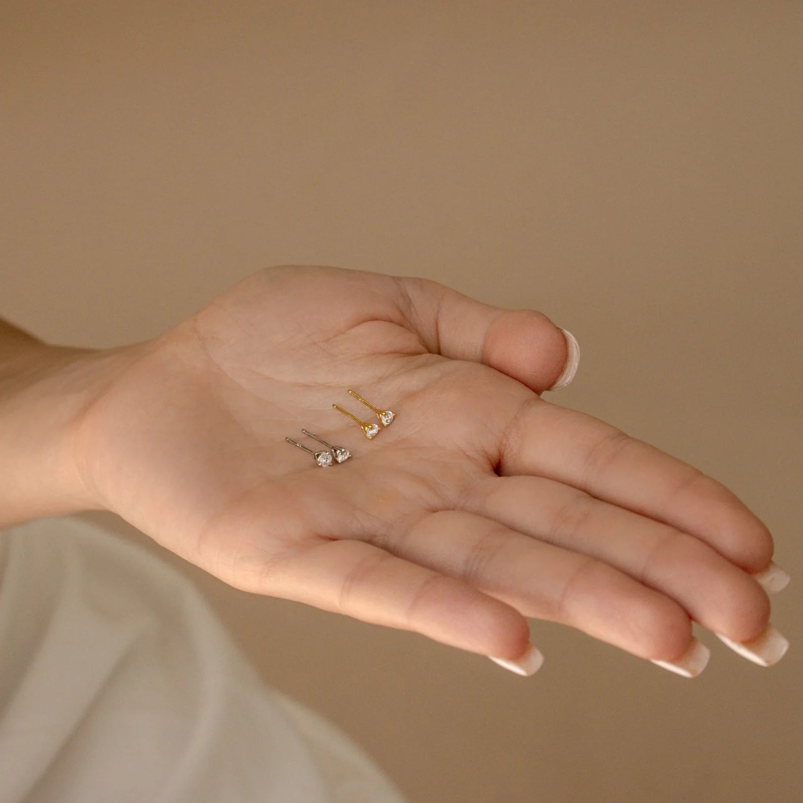 Elena Diamond Studs Silver 18K Gold Plated