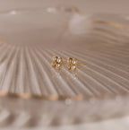 Rounded Pearl Flower Studs Silver 18K Gold Plated