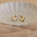 Diamond Cluster Ear Jackets  Silver 18K Gold Plated