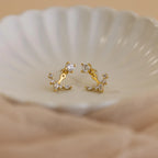 Diamond Cluster Ear Jackets  Silver 18K Gold Plated