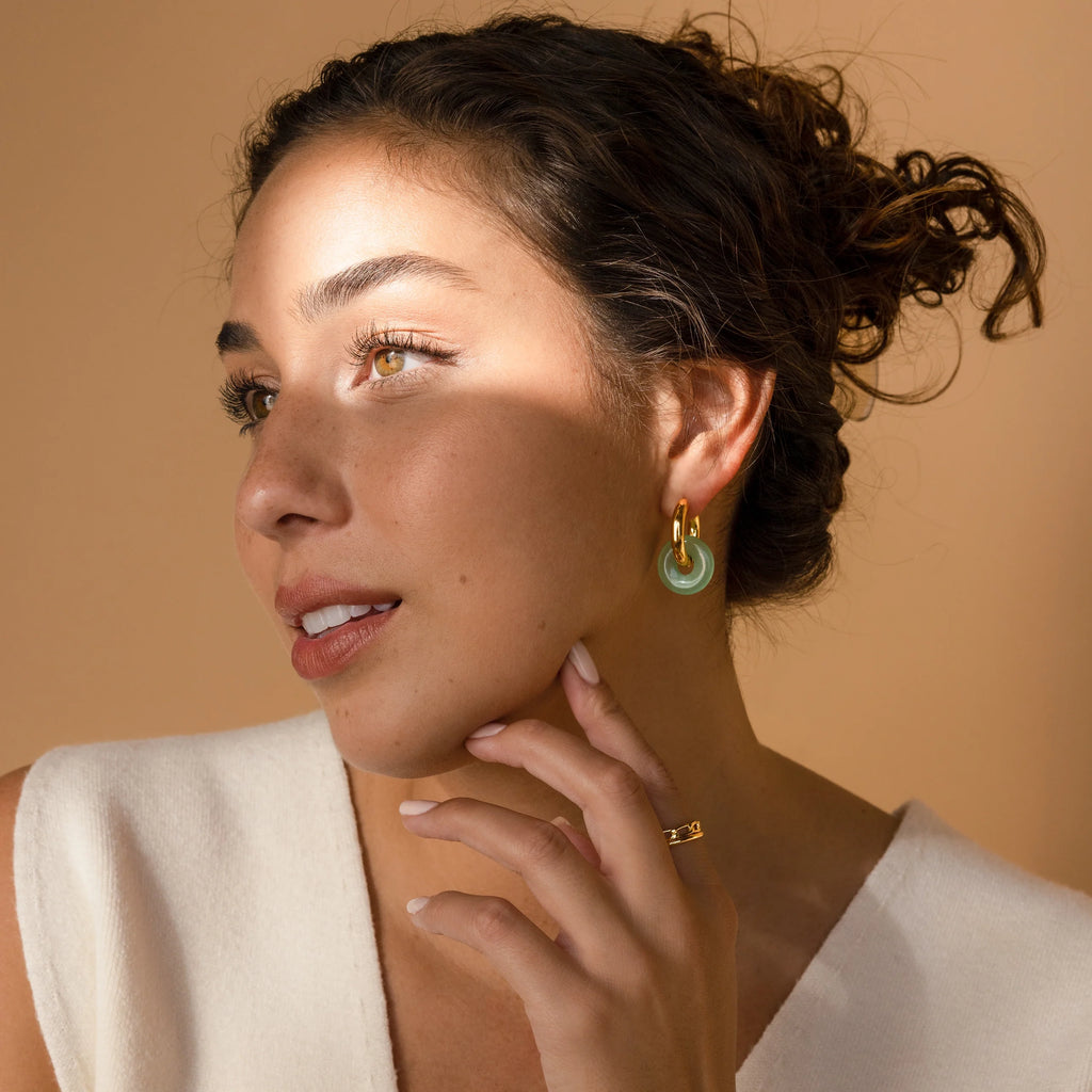 Clara Jade Duo Hoops Silver 18K Gold Plated
