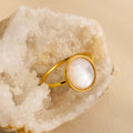 Mother of Pearl Signet Ring Silver 18K Gold Plated