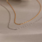 Dainty Paperclip Necklace Silver 18K Gold Plated