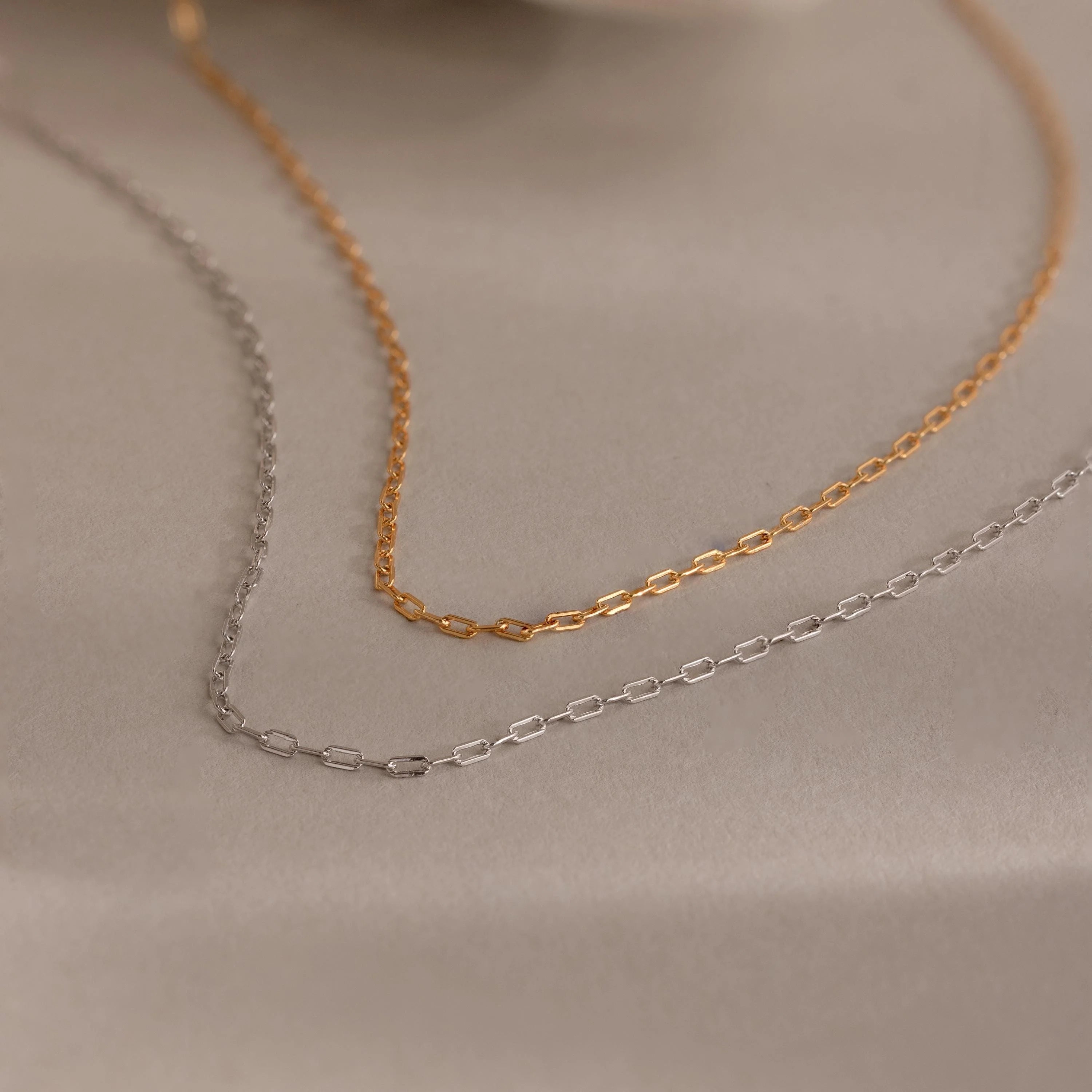 Dainty Paperclip Necklace Silver 18K Gold Plated