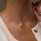 Diamond Poinsettia Charm Necklace Silver 18K Gold Plated