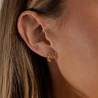 Diamond Leaf Hoops Silver 18K Gold Plated