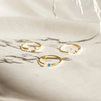 Venice Initial Birthstone Ring Silver 18K Gold Plated