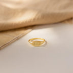Oval Signet Charm Ring Silver 18K Gold Plated