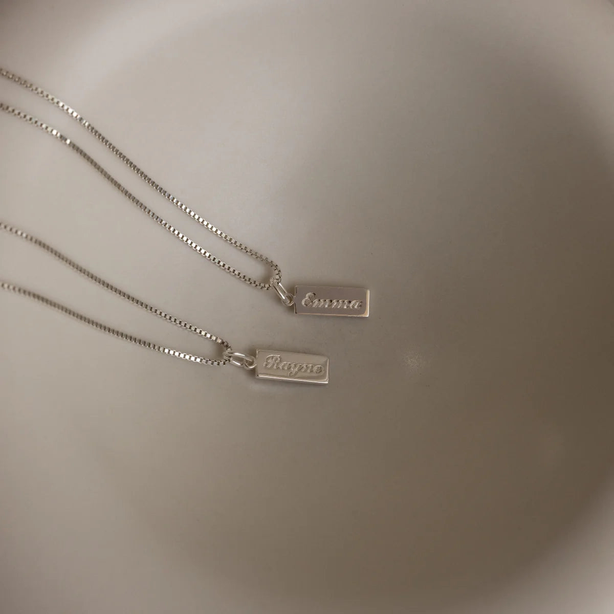 Dainty Tag Name Necklace Silver 18K Gold Plated